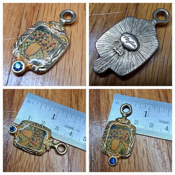 Vintage enamel surrealist painting pendant by Tony Curtis - Picture 3 of 3